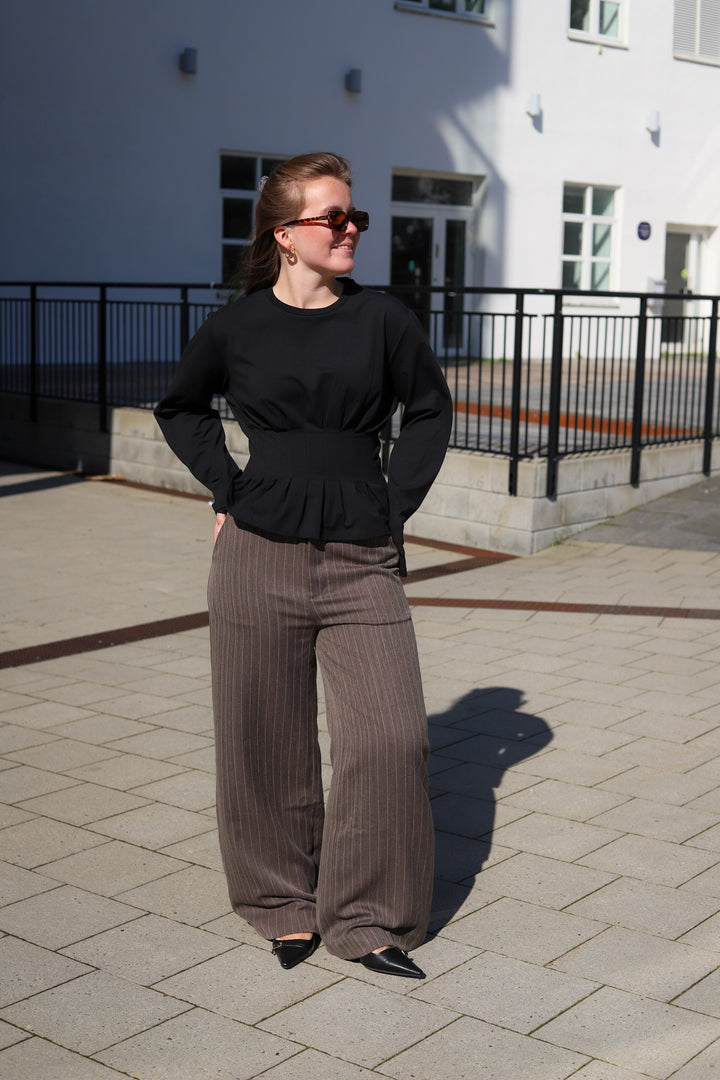 Reign Tailored Structured Pants Mole Stripe