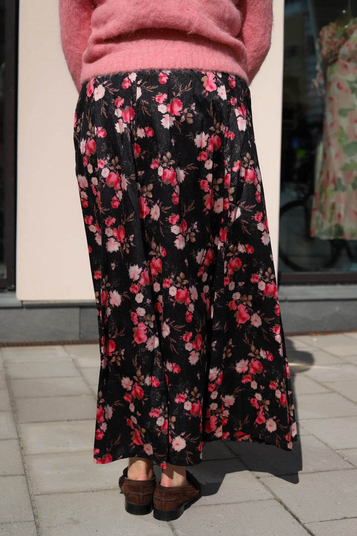 Taffeta Maxi Skirt Falling Flowers