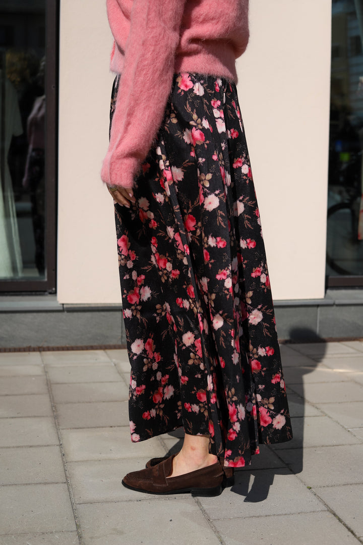 Taffeta Maxi Skirt Falling Flowers