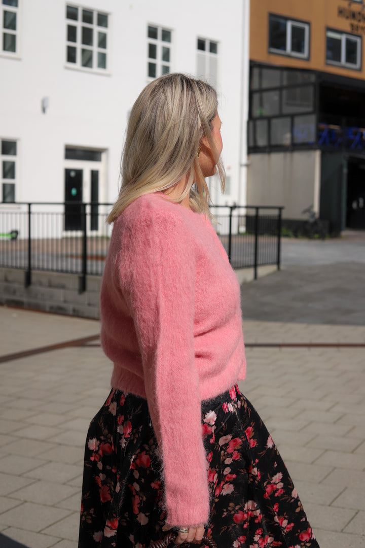 Hairy Knit Jacket Pink