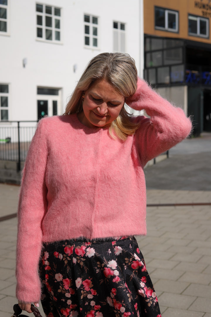 Hairy Knit Jacket Pink