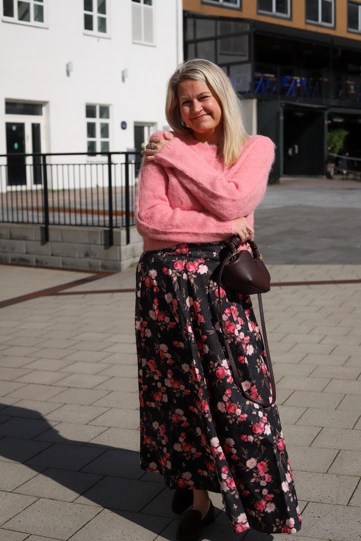 Taffeta Maxi Skirt Falling Flowers