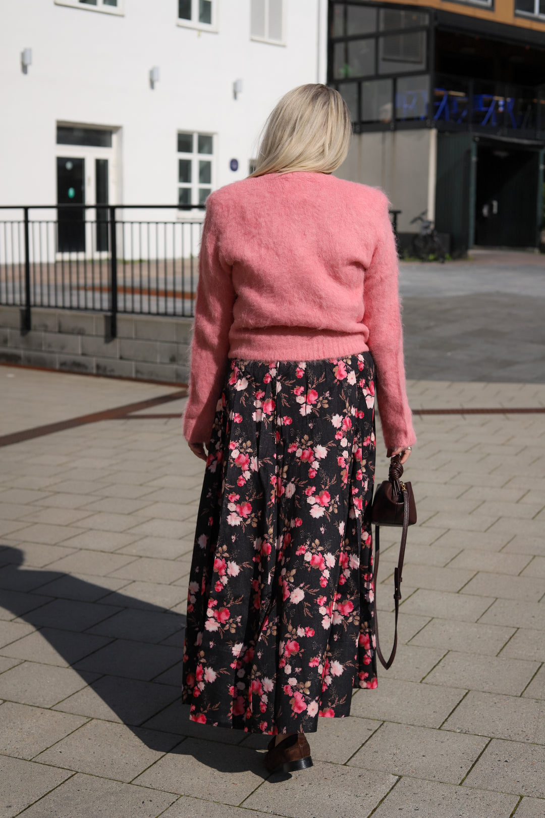 Taffeta Maxi Skirt Falling Flowers