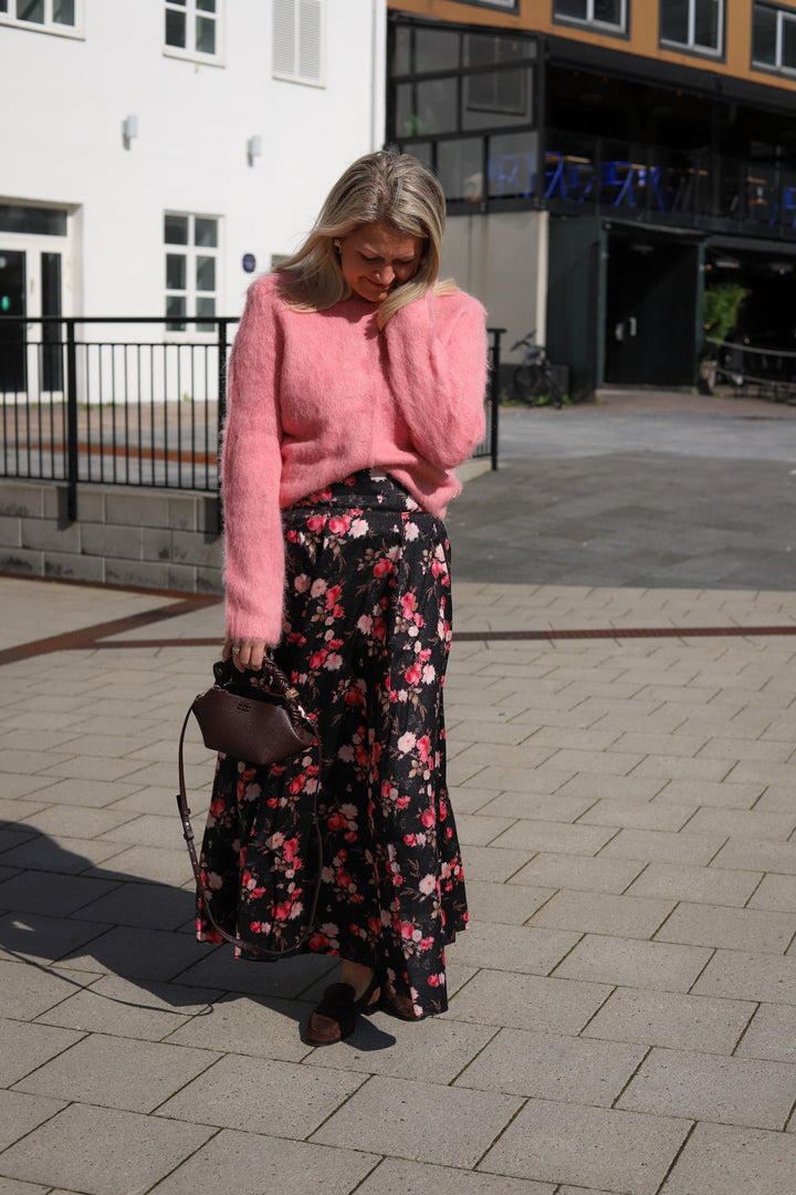 Taffeta Maxi Skirt Falling Flowers