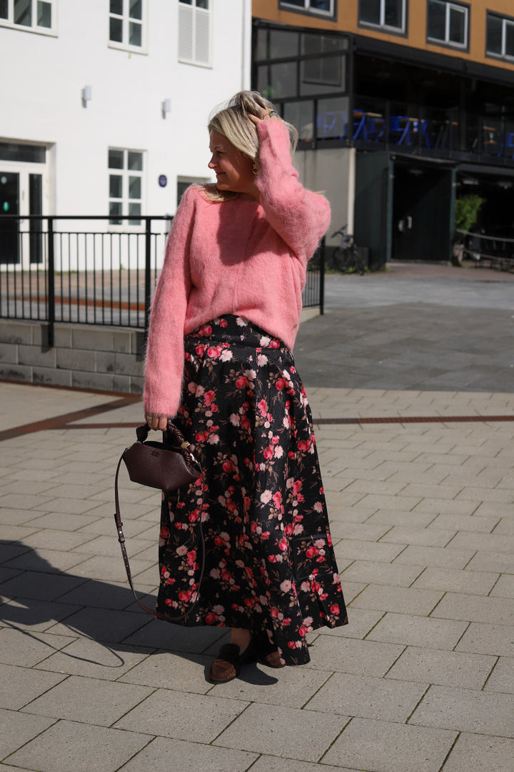 Taffeta Maxi Skirt Falling Flowers