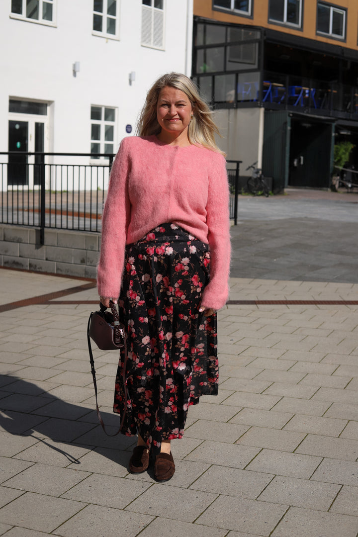 Taffeta Maxi Skirt Falling Flowers