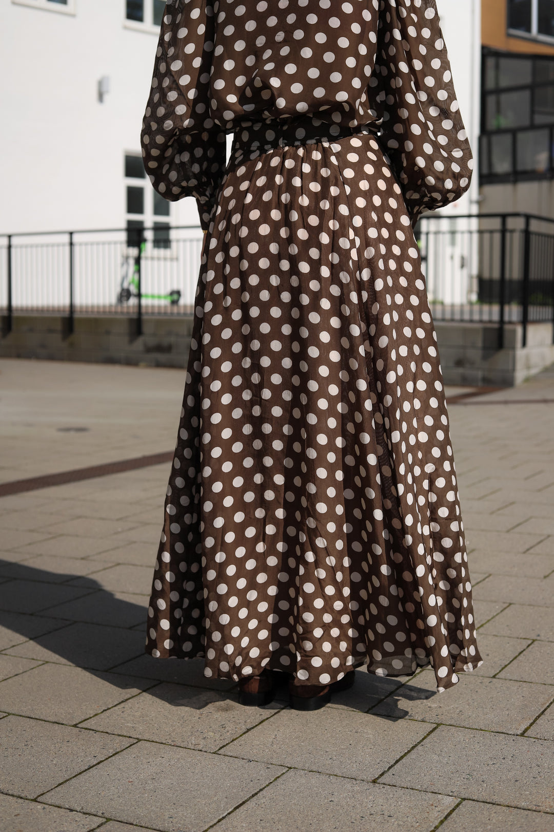 Striped Organza Maxi Skirt Dots