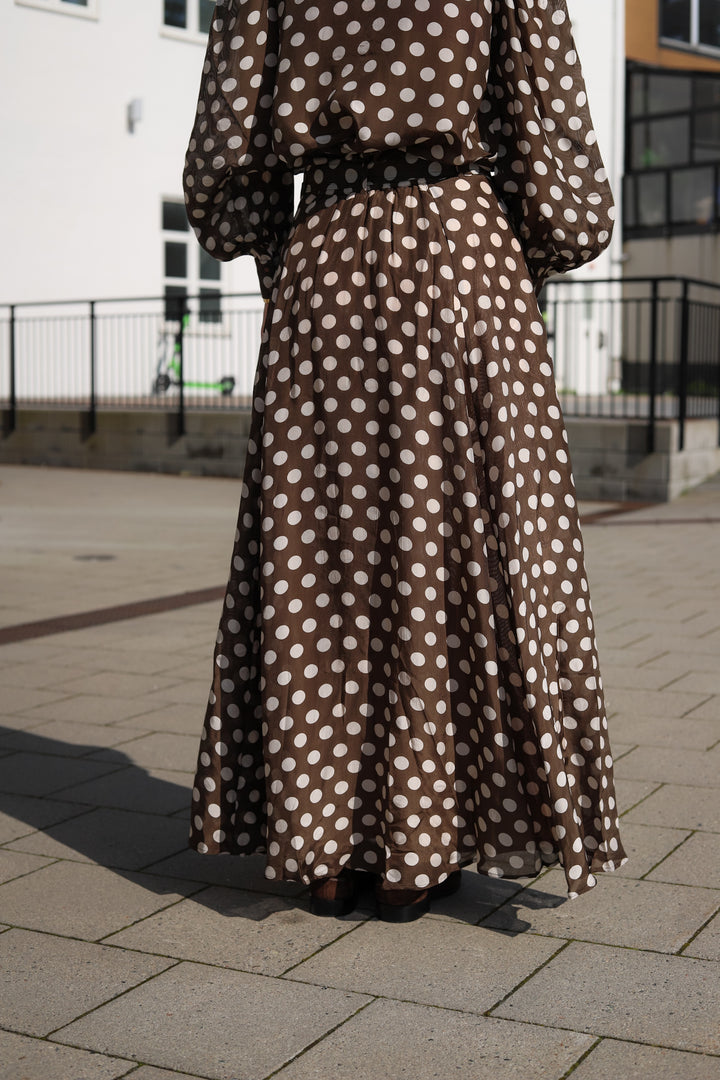 Striped Organza Maxi Skirt Dots