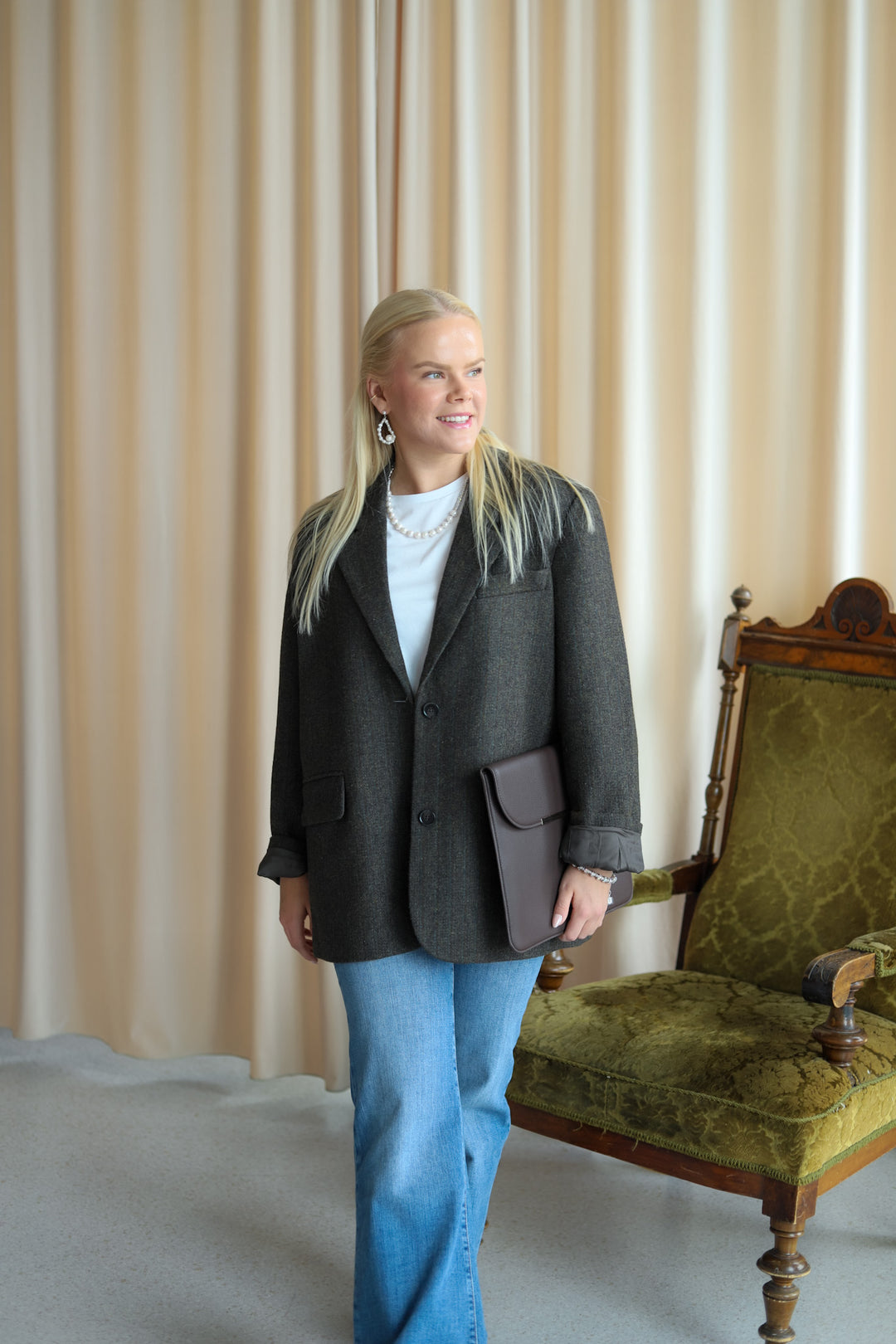 Solvej Wool Blazer Brown Melange