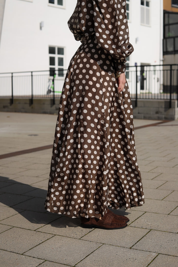 Striped Organza Maxi Skirt Dots