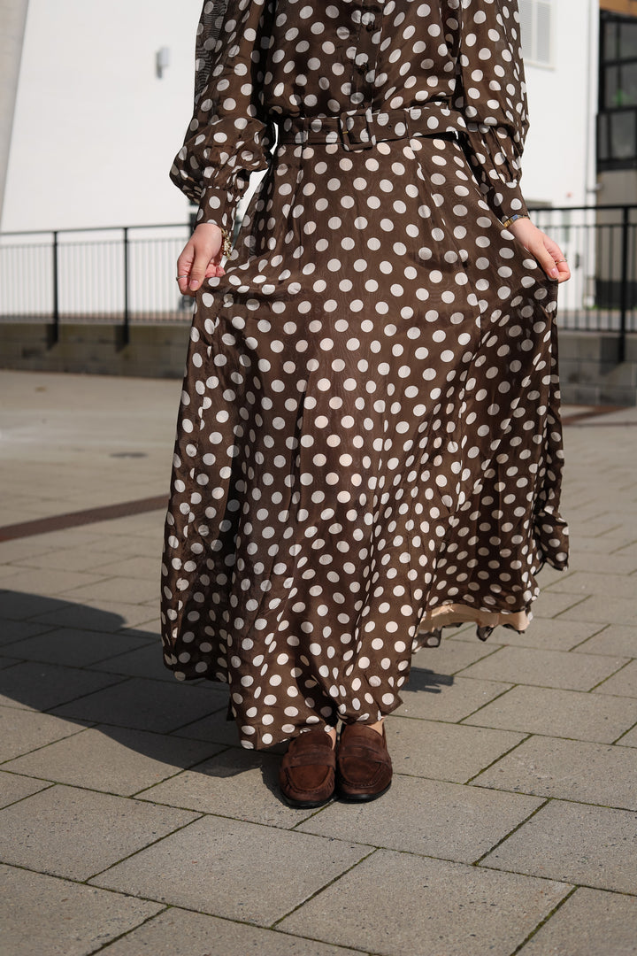 Striped Organza Maxi Skirt Dots