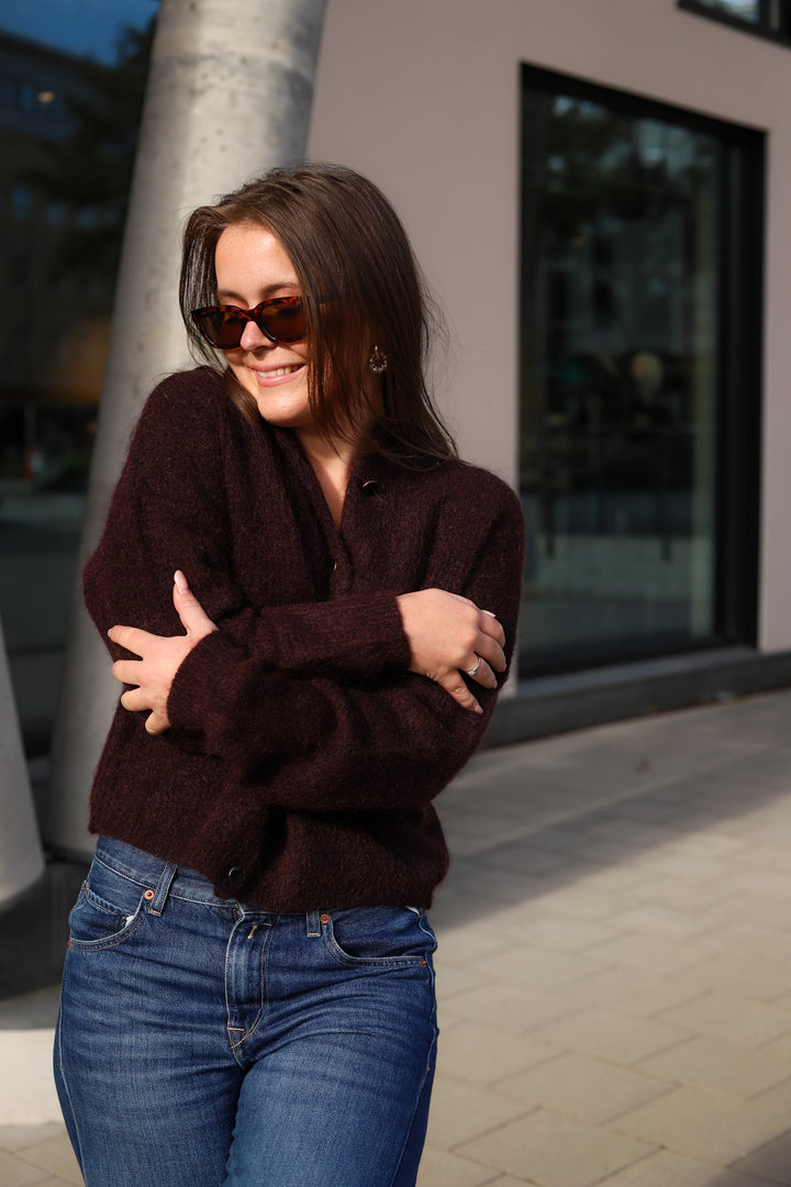 Debbie Cardigan Plum Melange