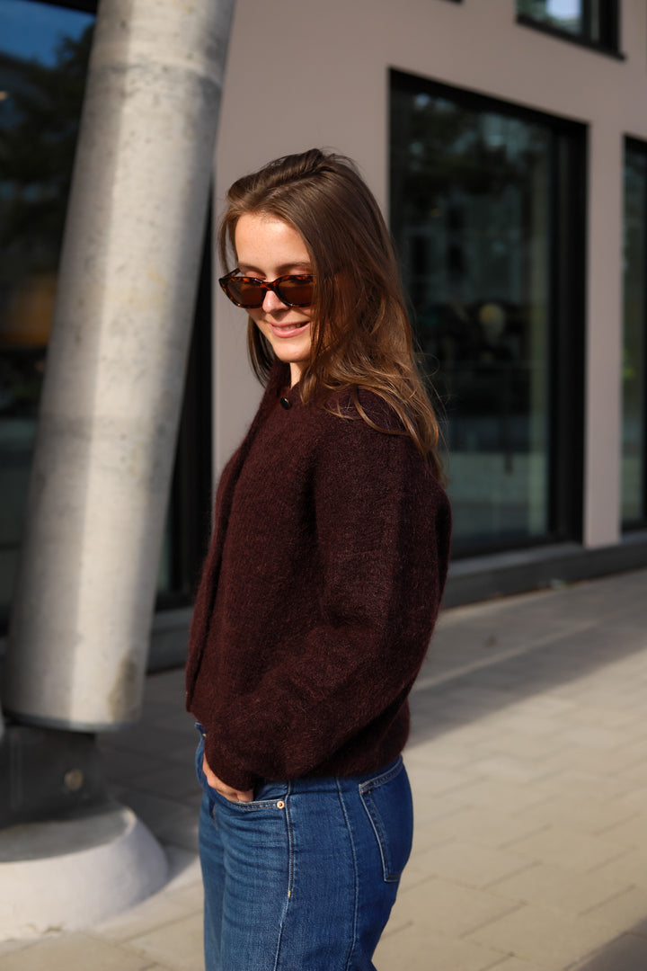 Debbie Cardigan Plum Melange