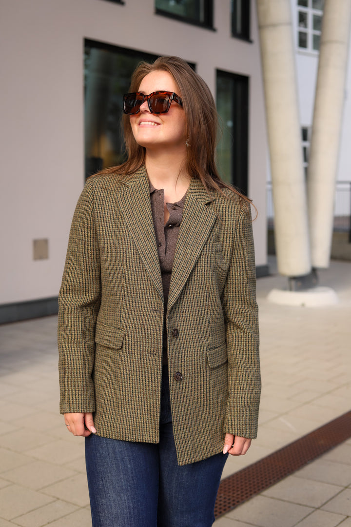 Brook Houndstooth Blazer Green Houndstooth