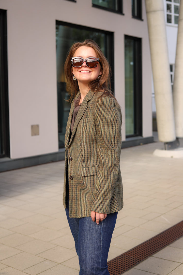 Brook Houndstooth Blazer Green Houndstooth