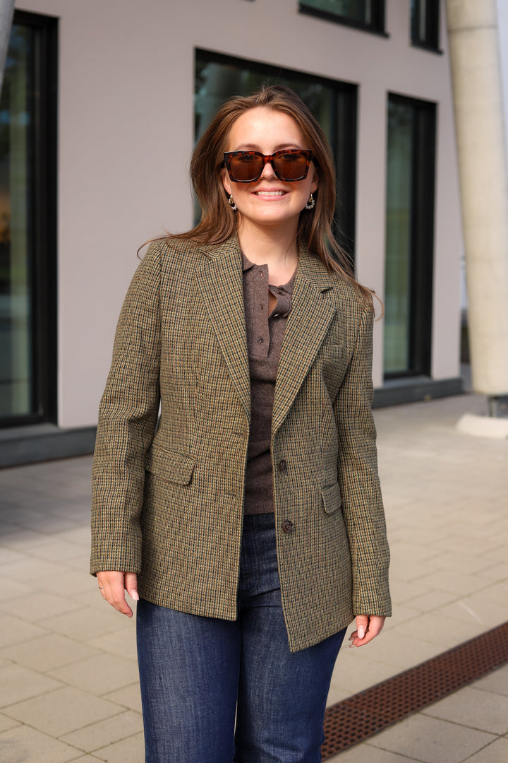Brook Houndstooth Blazer Green Houndstooth