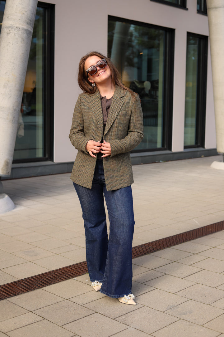 Brook Houndstooth Blazer Green Houndstooth