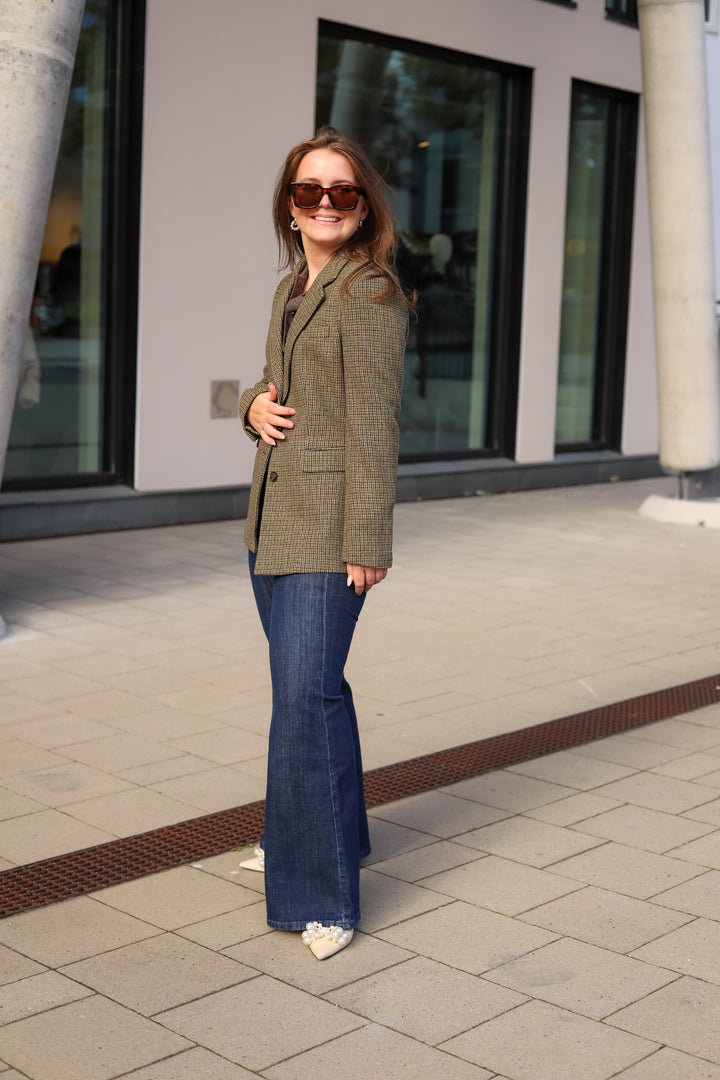 Brook Houndstooth Blazer Green Houndstooth