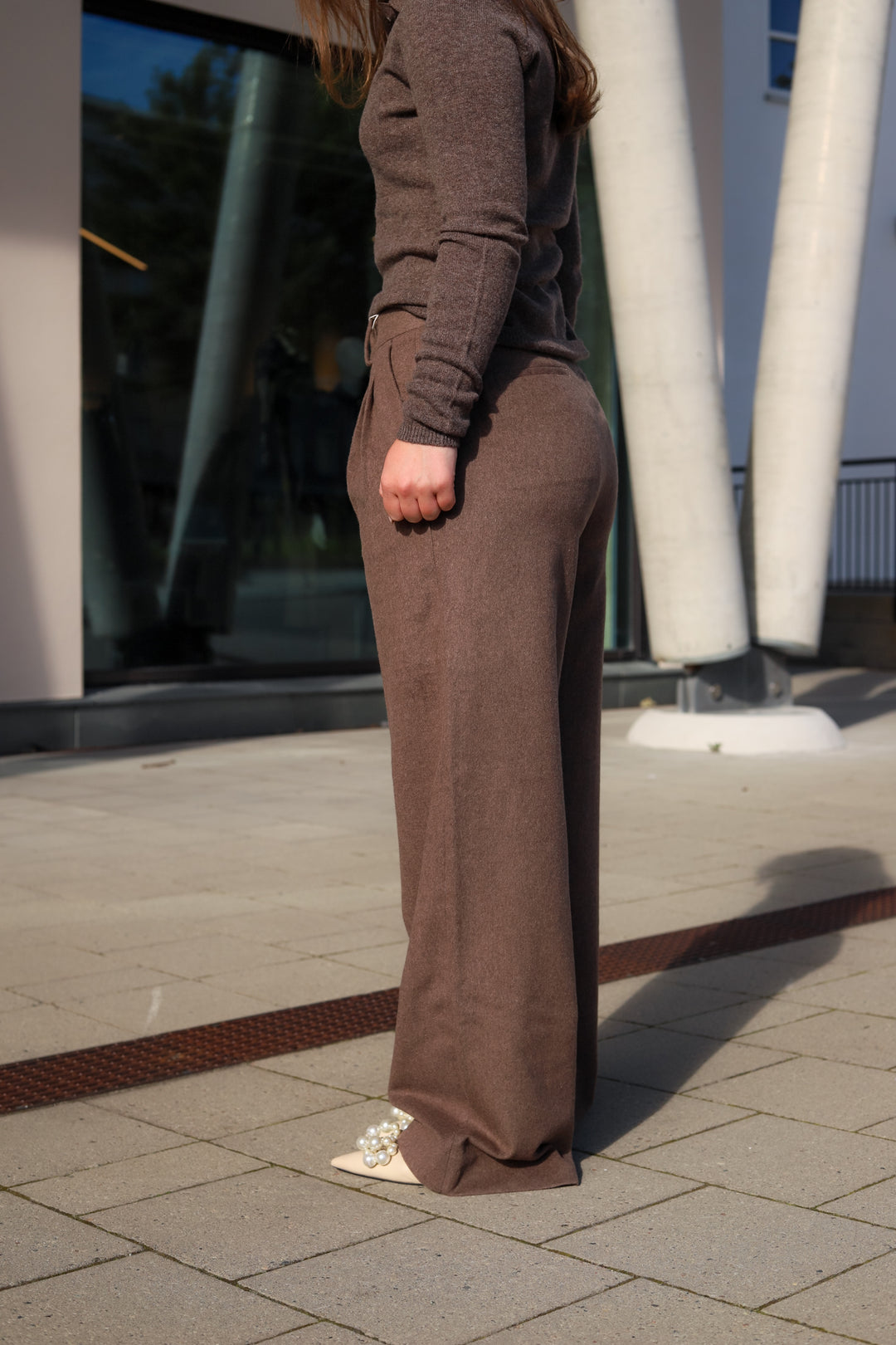 Ava Wool Trouser Dark Taupe Melange