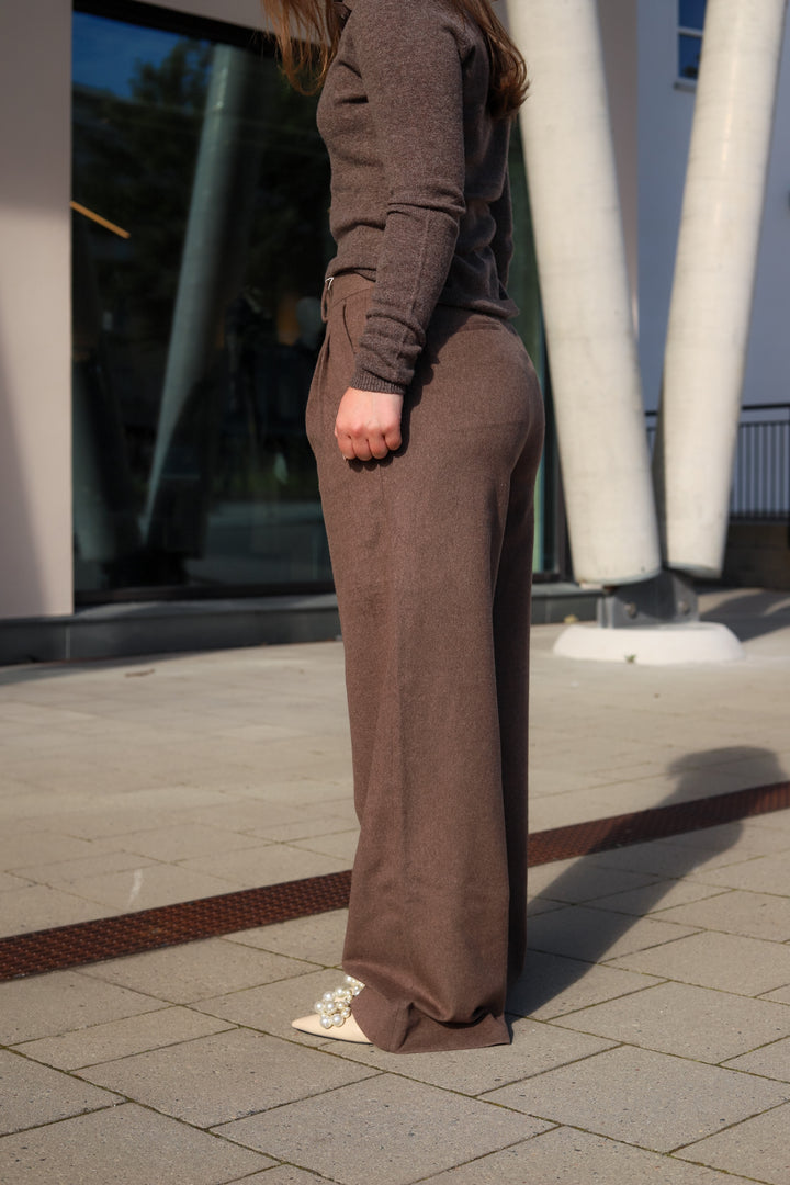 Ava Wool Trouser Dark Taupe Melange