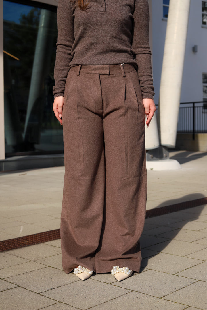 Ava Wool Trouser Dark Taupe Melange