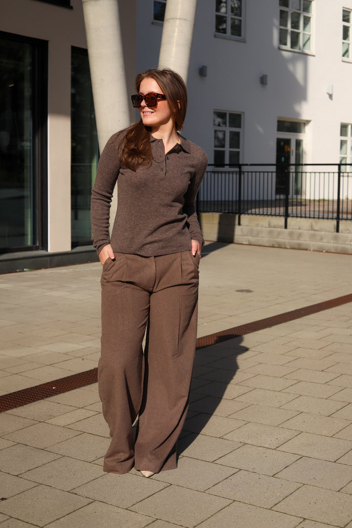 Ava Wool Trouser Dark Taupe Melange