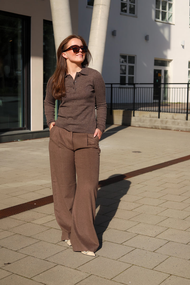 Ava Wool Trouser Dark Taupe Melange