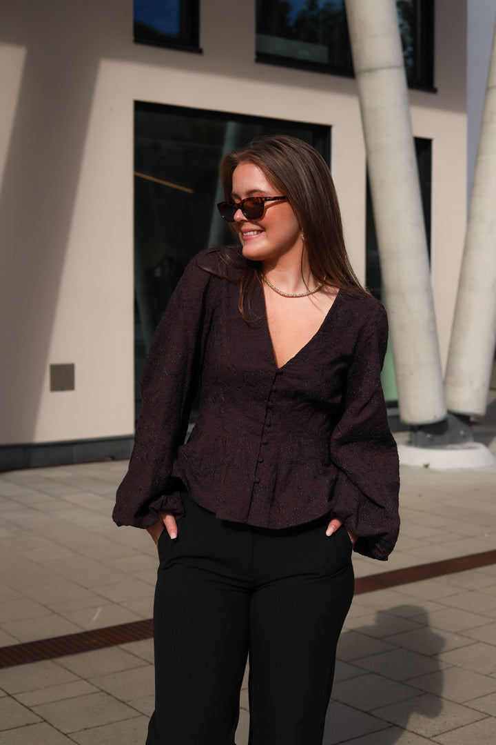 Palena Blouse Brown Embroidery