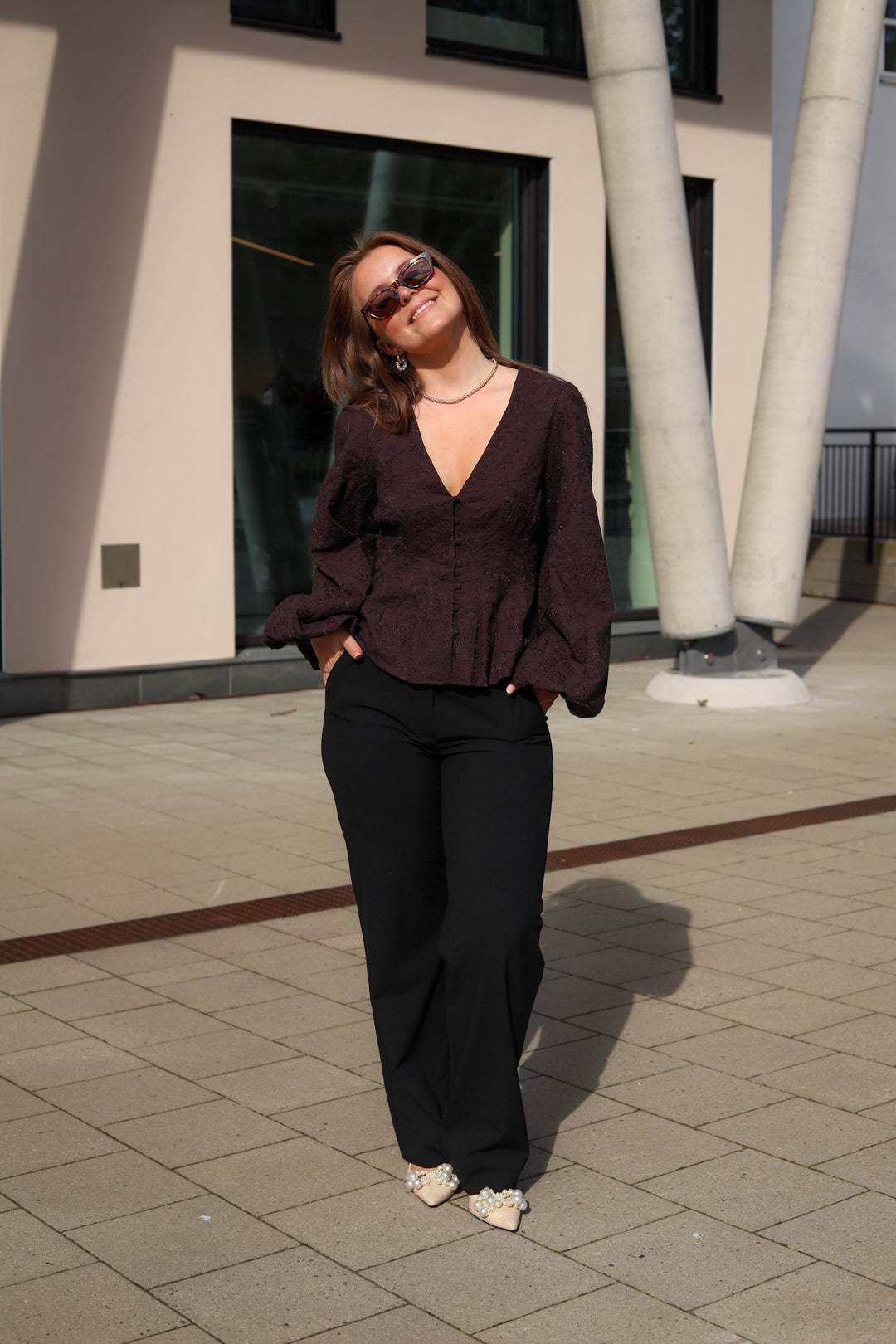 Palena Blouse Brown Embroidery