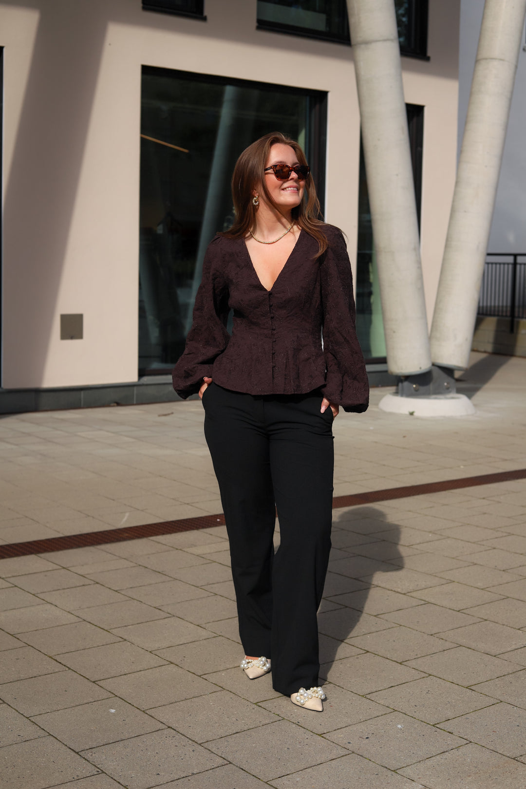 Palena Blouse Brown Embroidery