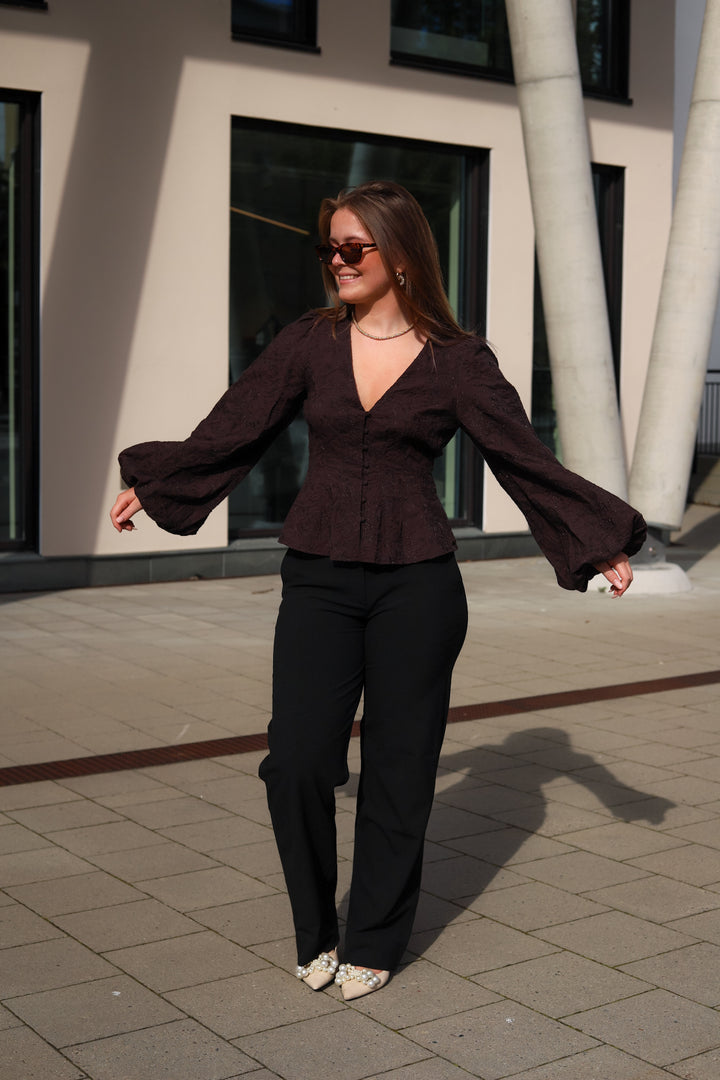 Palena Blouse Brown Embroidery