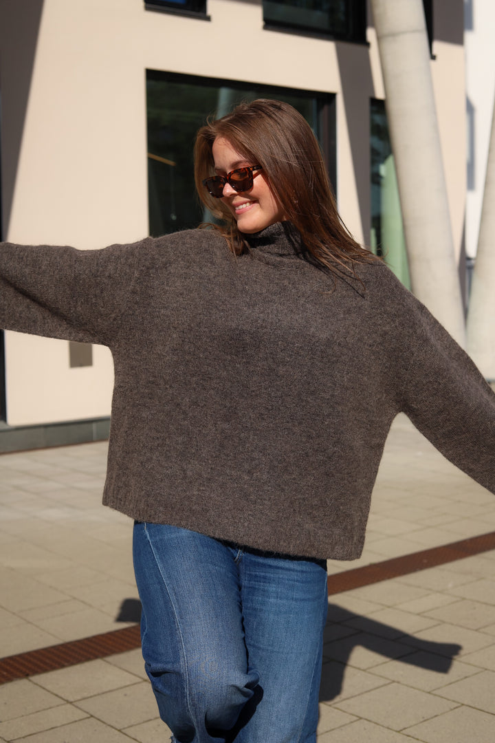 Sidsel T-Neck Knit Mole Melange
