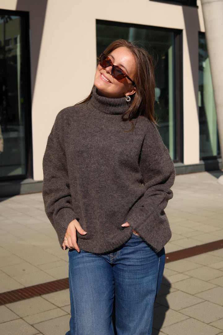 Sidsel T-Neck Knit Mole Melange