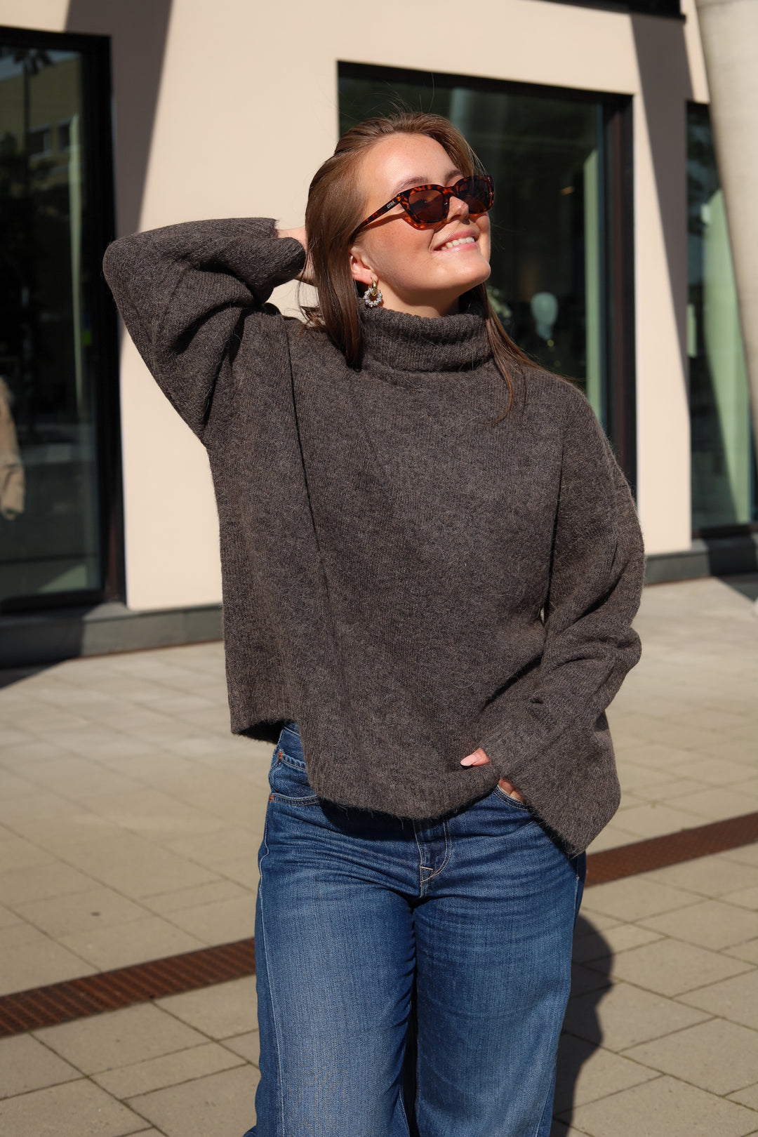 Sidsel T-Neck Knit Mole Melange