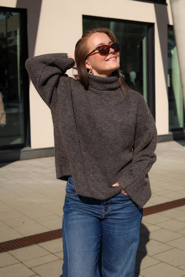 Sidsel T-Neck Knit Mole Melange