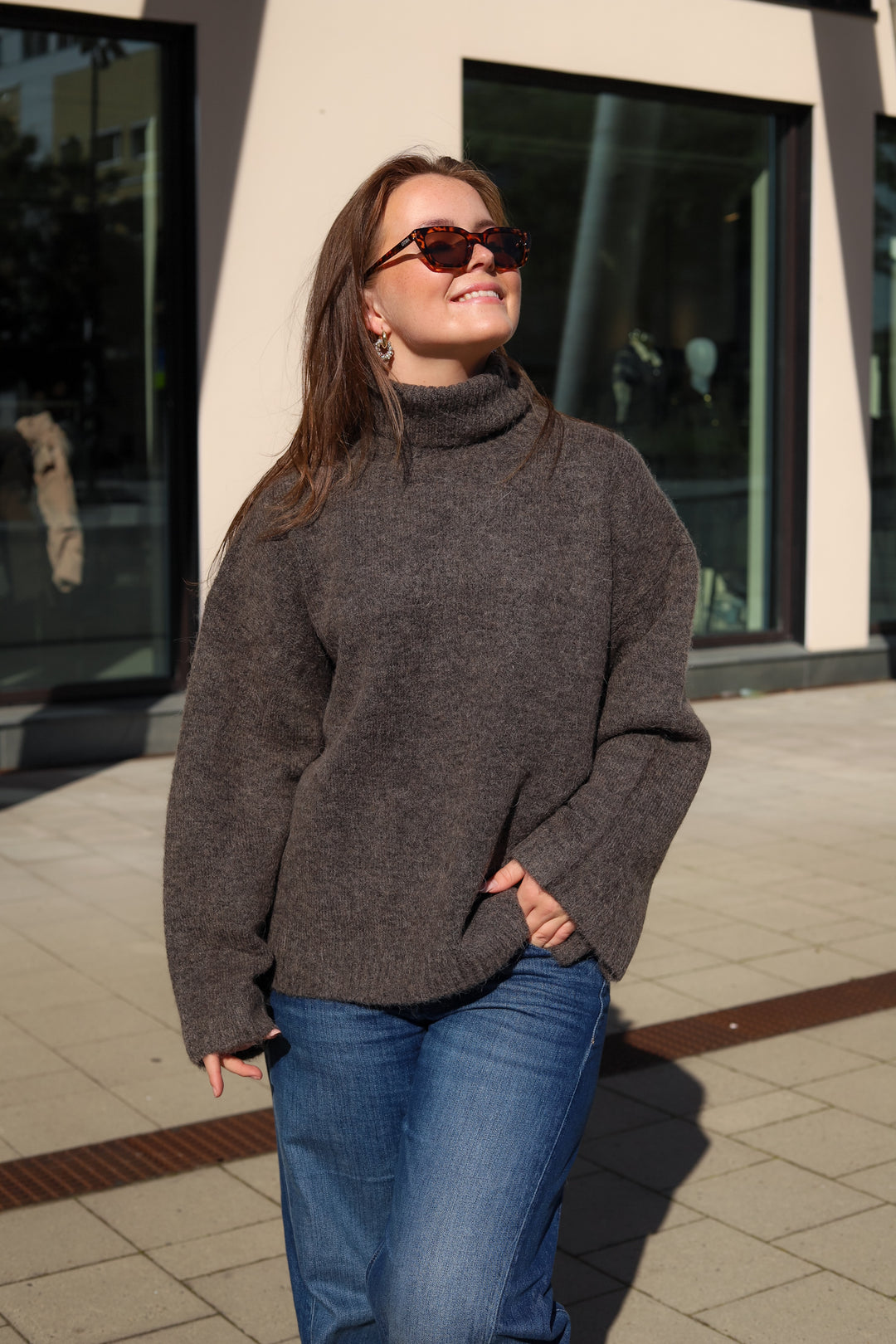 Sidsel T-Neck Knit Mole Melange