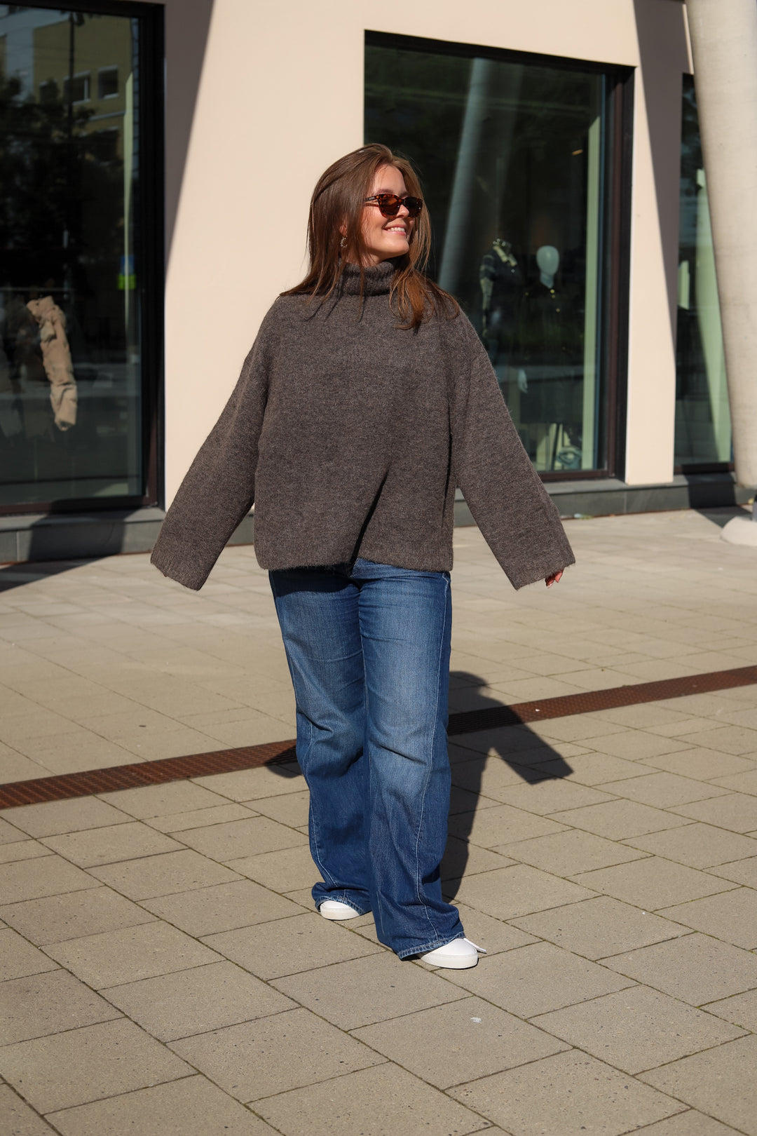 Sidsel T-Neck Knit Mole Melange