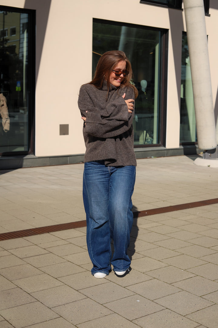 Sidsel T-Neck Knit Mole Melange