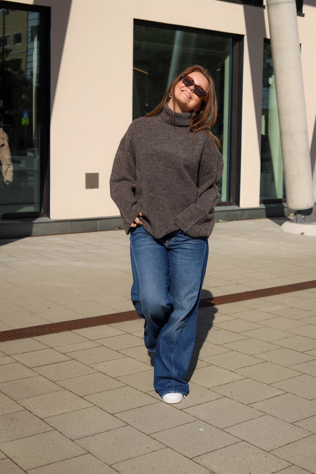 Sidsel T-Neck Knit Mole Melange