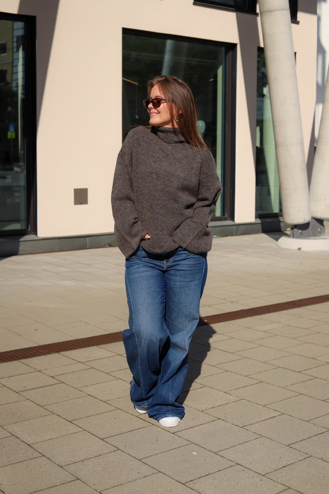 Sidsel T-Neck Knit Mole Melange