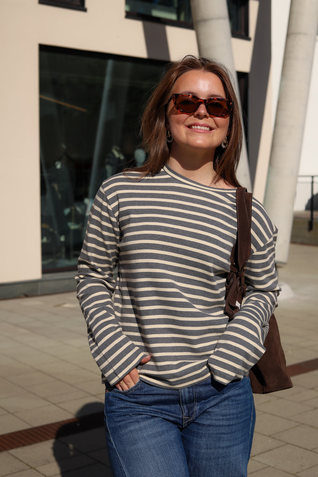 Nete O-Neck Tee Grey Melange