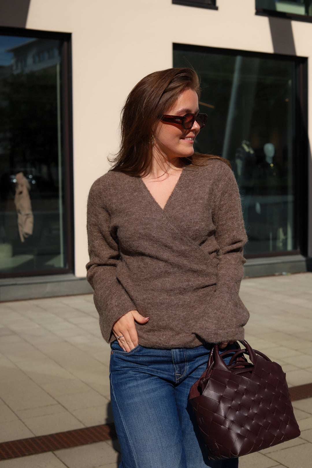 Aura Wrap Knit Truffle Melange