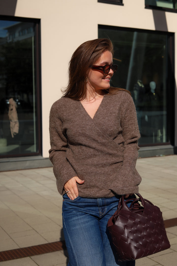 Aura Wrap Knit Truffle Melange