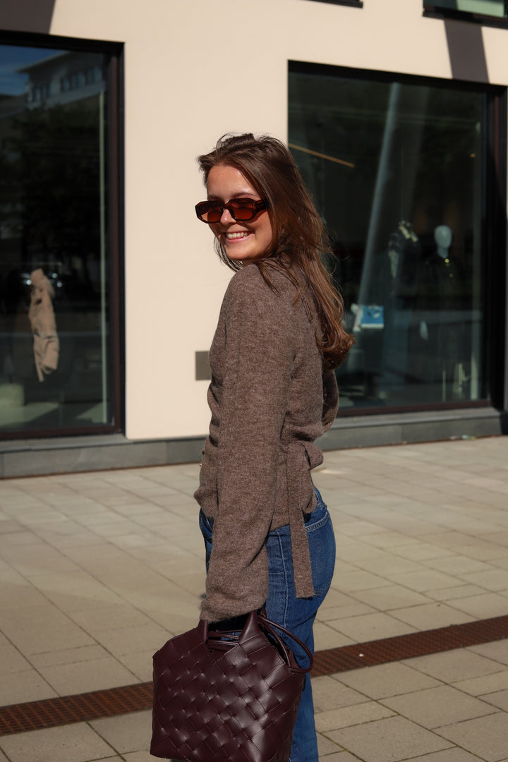 Aura Wrap Knit Truffle Melange