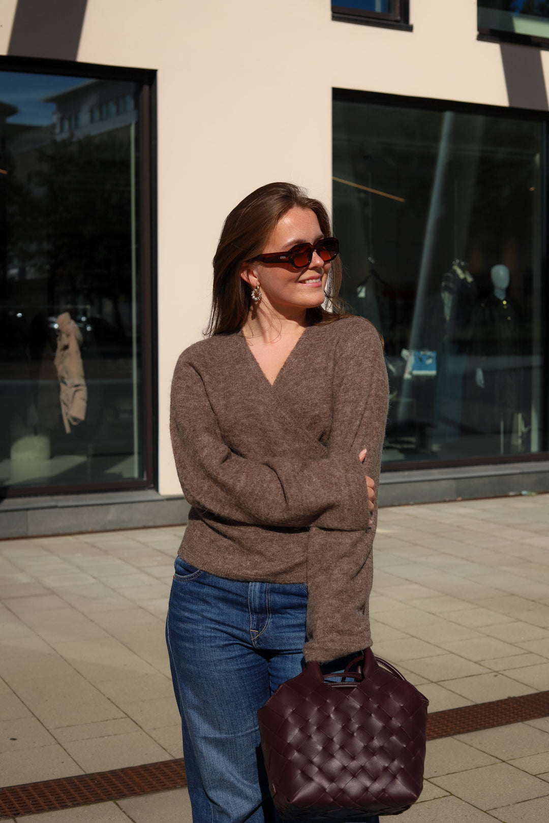 Aura Wrap Knit Truffle Melange