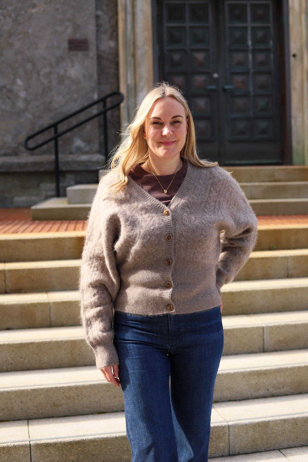 Jenna Brushed Cardigan Light Brown