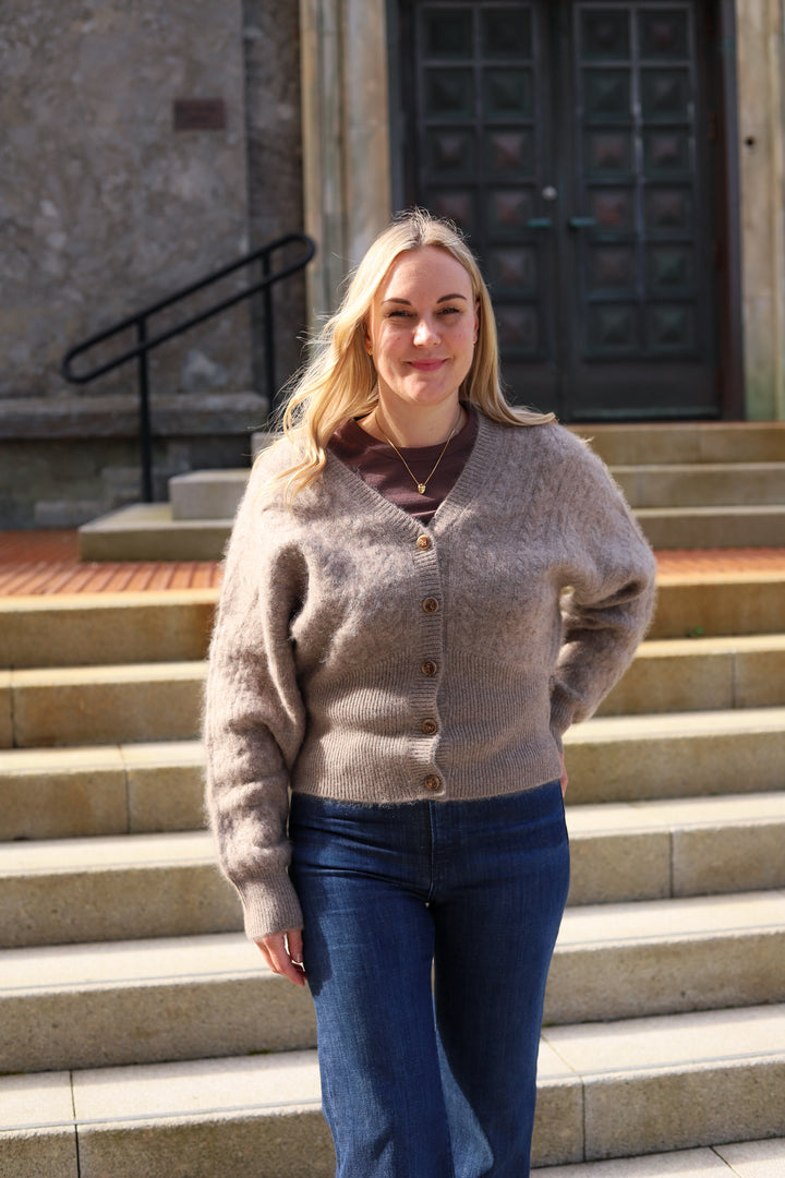 Jenna Brushed Cardigan Light Brown