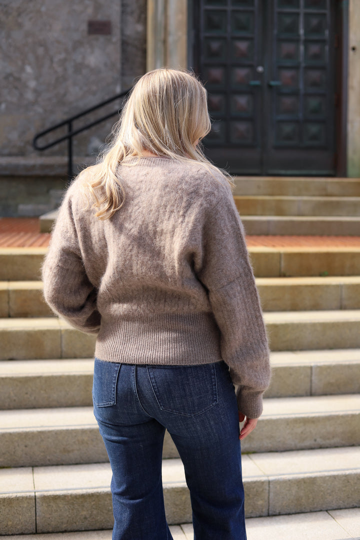 Jenna Brushed Cardigan Light Brown