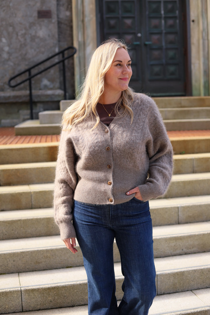 Jenna Brushed Cardigan Light Brown