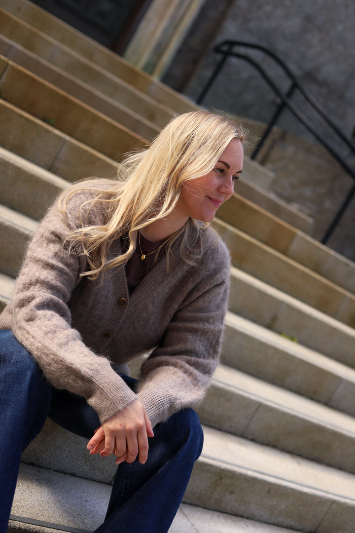 Jenna Brushed Cardigan Light Brown